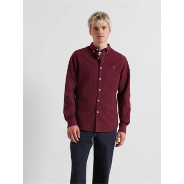Farah Brewer Slim Fit Oxford Shirt Bordeaux