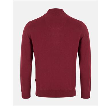 André Tory Quarter Zip Cotton Knit Merlot