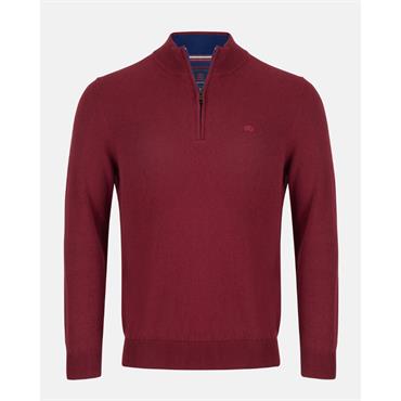 André Tory Quarter Zip Cotton Knit Merlot
