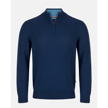 André Tory Quarter Zip Cotton Knit Ink