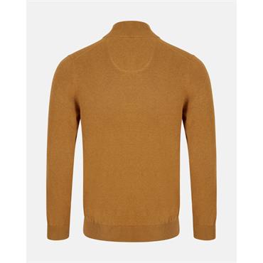 André Tory Quarter Zip Cotton Knit Curry