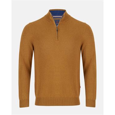 André Tory Quarter Zip Cotton Knit Curry