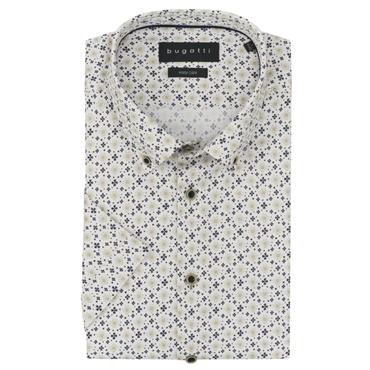 Bugatti 18510E Print Short Sleeve Shirt Olive