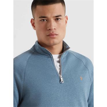 Farah Jim Organic Cotton Quarter Zip Sweatshirt Blue