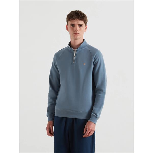 Buy Farah Jim Organic Cotton Quarter Zip Sweatshirt Chalk Boyle