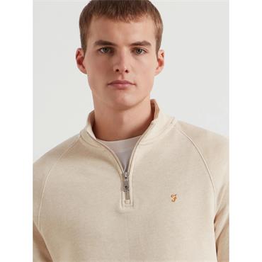 Farah Jim Organic Cotton Quarter Zip Sweatshirt Birch