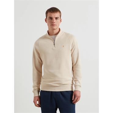 Farah Jim Organic Cotton Quarter Zip Sweatshirt Birch