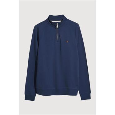 Farah Jim Organic Cotton Quarter Zip Sweatshirt Sigil Blue