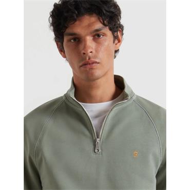 Farah Jim Organic Cotton Quarter Zip Sweatshirt Tarragon Green