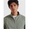 Farah Jim Organic Cotton Quarter Zip Sweatshirt Tarragon Green