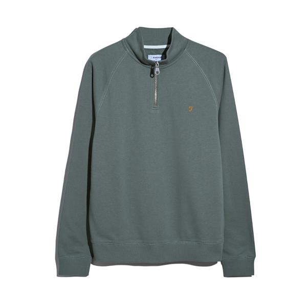 Buy Farah Jim Organic Cotton Quarter Zip Sweatshirt Tarragon Green
