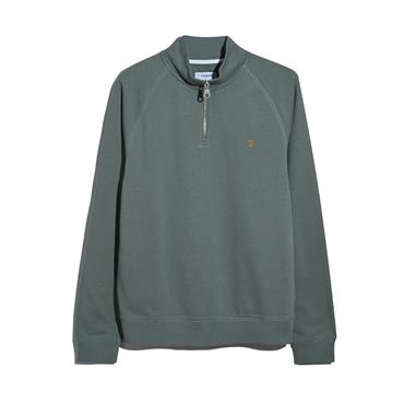 Farah Jim Organic Cotton Quarter Zip Sweatshirt Tarragon Green