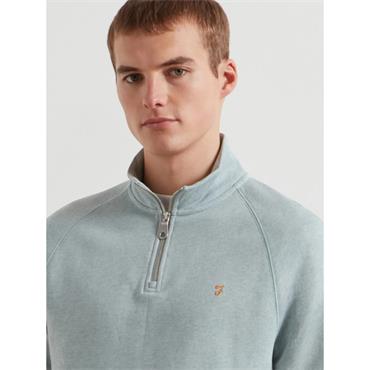 Farah Jim Organic Cotton Quarter Zip Sweatshirt Green Mist