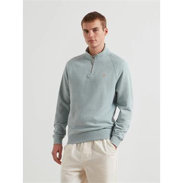 Farah Jim Organic Cotton Quarter Zip Sweatshirt Green Mist