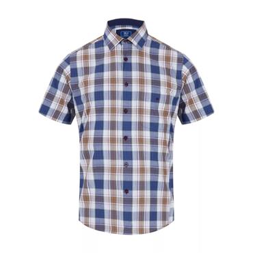 Drifter Short Sleave Check Shirt Blue