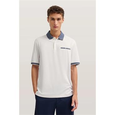 Bugatti Contrast Collar Pocket Polo Tee White