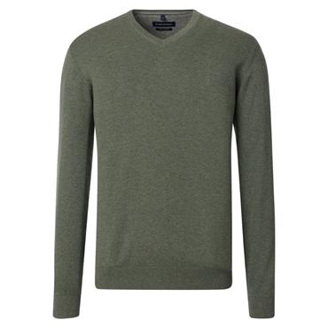 Casa Moda V-Neck Cotton Jumper Olive