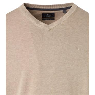 Casa Moda V-Neck Cotton Jumper Beige
