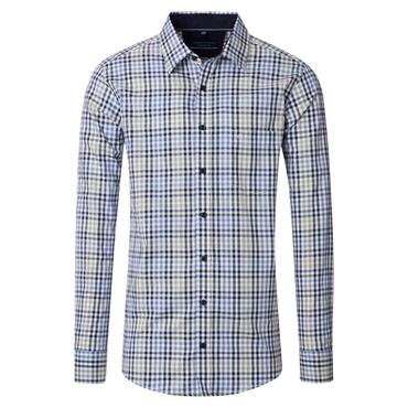 Casa Moda Oxford Cotton Check Shirt Blue