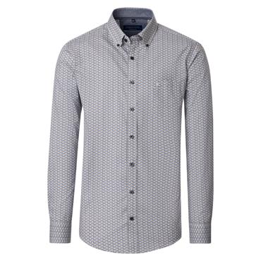 Casa Moda Poplin Cotton Print Shirt Green