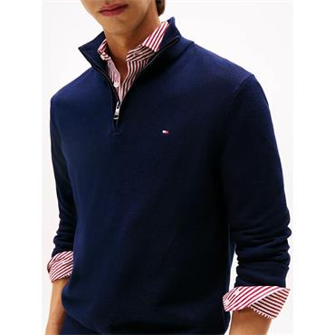 Tommy Hilfiger Pima Organic Cashmere Zip Knit  Navy