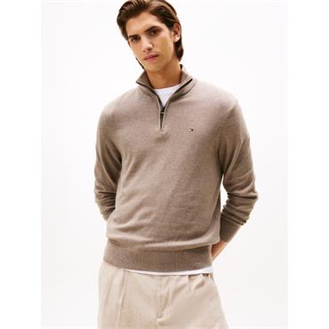 Tommy Hilfiger Pima Organic Cashmere Zip Knit  Taupe