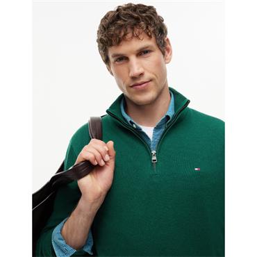 Tommy Hilfiger Pima Organic Cashmere Zip Knit  Ornamental Green