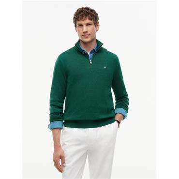 Tommy Hilfiger Pima Organic Cashmere Zip Knit  Ornamental Green