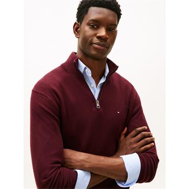 Tommy Hilfiger Pima Organic Cashmere Zip Knit  Burgundy