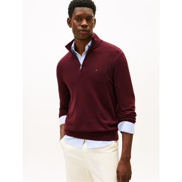 Tommy Hilfiger Pima Organic Cashmere Zip Knit  Burgundy