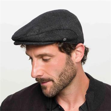 Bugatti Herringbone Flat Cap Charcoal