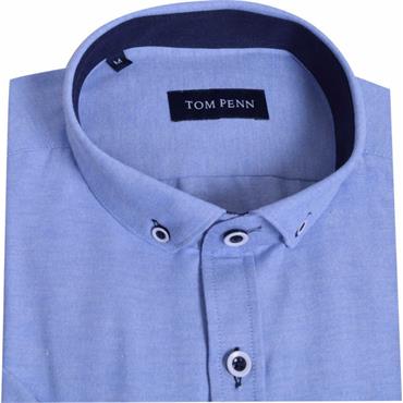 Tom Penn Short Sleave Oxford Shirt Blue