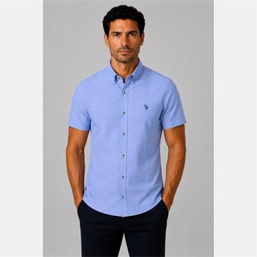 Tom Penn Short Sleave Oxford Shirt Blue