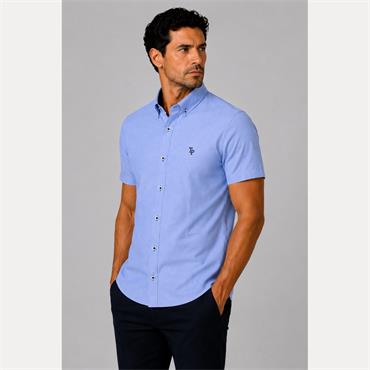 Tom Penn Short Sleave Oxford Shirt Blue