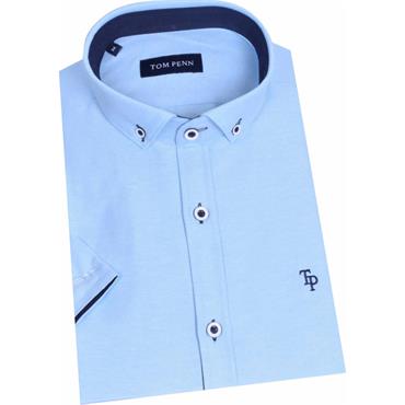 Tom Penn Short Sleave Oxford Shirt Ocean