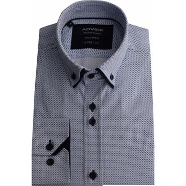 Advise Advise Tailored Double Collar Print Shirt White/Blue