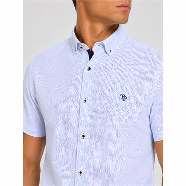 Tom Penn Printed Short Sleeve Shirt White/Blue