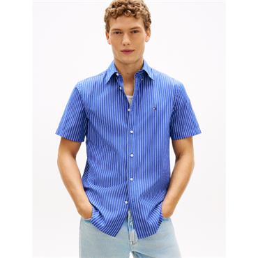 Tommy Hilfiger Flex stripe Poplin Short Sleeve Shirt Wedge Blue