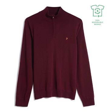 Farah Redchurch 1/4 Zip Merino Wool Bordeaux