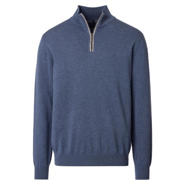 Casa Moda Troyer Quater-Zip Cotton Knit Indigo
