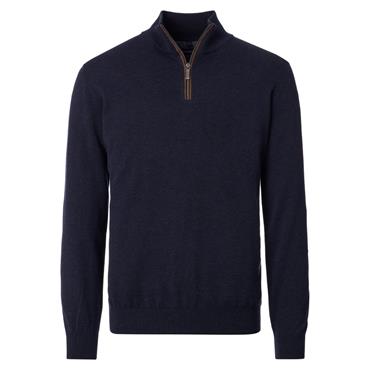 Casa Moda Troyer Quater-Zip Cotton Knit Navy