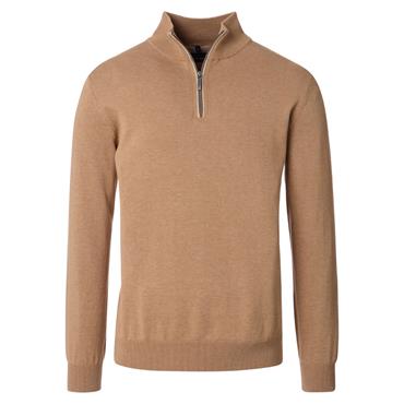 Casa Moda Troyer Quater-Zip Cotton Knit Coconut