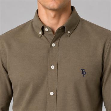 Tom Penn Oxford Long Sleeve Shirt Dark Tan