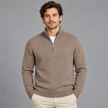 Tom Penn Quarter-Zip Fine Yarn Knit Brown