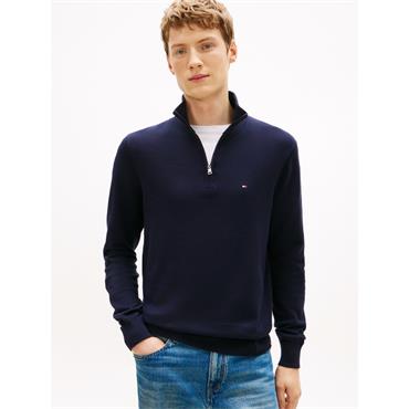 Tommy Hilfiger Essential Cotton Quarter-Zip Jumper Navy