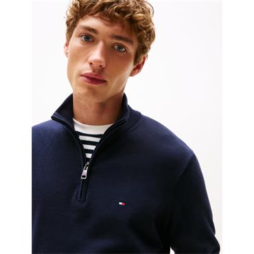 Tommy Hilfiger Essential Cotton Quarter-Zip Jumper Navy
