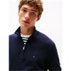 Tommy Hilfiger Essential Cotton Quarter-Zip Jumper Navy