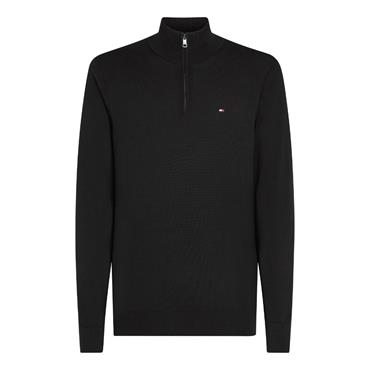 Tommy Hilfiger Essential Cotton Quarter-Zip Jumper Black