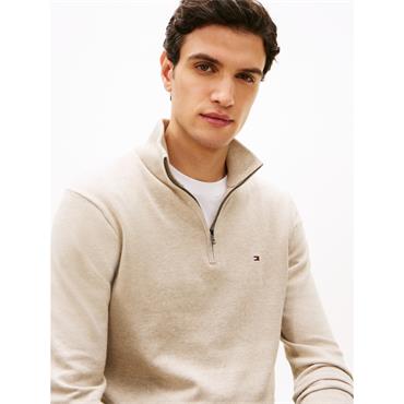 Tommy Hilfiger Essential Cotton Quarter-Zip Jumper Sandlewood