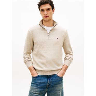 Tommy Hilfiger Essential Cotton Quarter-Zip Jumper Sandlewood